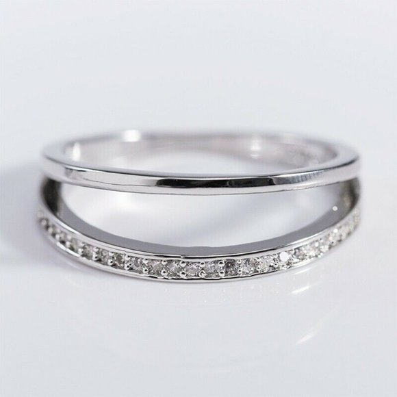 Creation 925 Silver Cubic Zircon Wedding Ring New - Picture 3 of 3